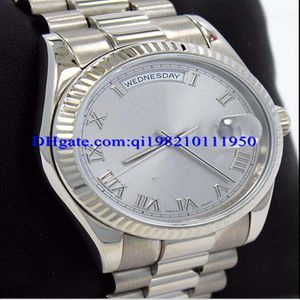 Cadeau de Noël montre pour hommes Président 118239 Or blanc 18 carats Argent Cadran romain Montre 36 mm Robe Styles258U