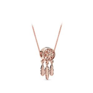 Kerstcadeau Rose Gouden Kettingen Dream Catcher String S925 Sterling Zilver Slavine Ketting Dames Hanger Ketting Originele Doos voor Pan W209