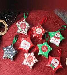 Boîtes d'emballage cadeau de Noël Boîte à bonbons du Père Noël Forme d'étoile Sacs joyeux Emballage Décor Style européen Résistant à l'usure Durablea335173031