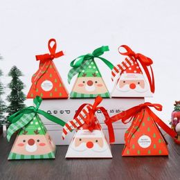 Boîtes d'emballage cadeau de noël, boîte à bonbons père noël Elk, boîtes cadeaux en papier, décor de fête P1028