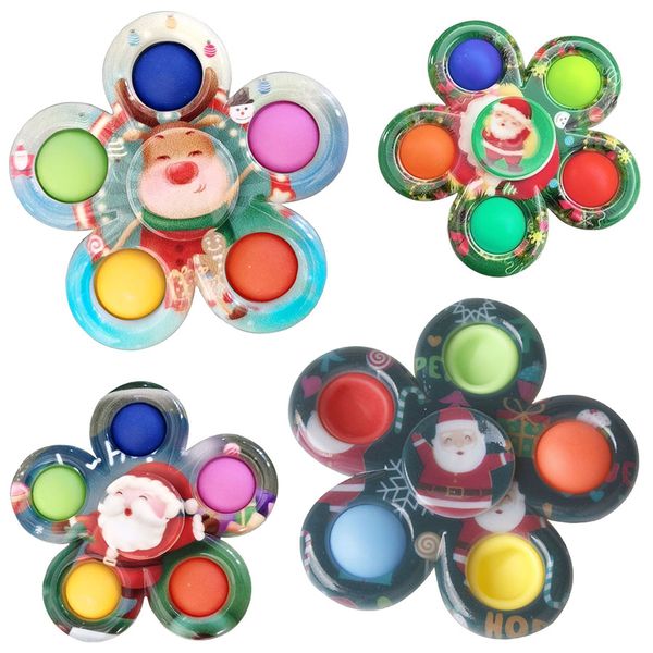 Regalos de Navidad Dimple Push Push Bubble Tablero Juguetes Xmas Fidgets Leaf Fidget Fidget Squeeze Toy Finger Play juego Anti Stress Spinner