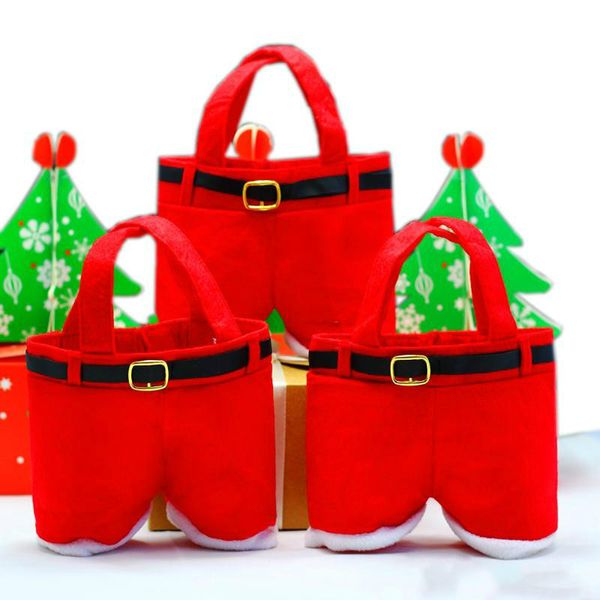 Cadeaux De Noël Sac À Main Fourre-Tout Petits Sacs De Bonbons Drôle Père Noël Pantalon En Forme De 13cm Sac pour Enfants Enfants Décoration De Fête DHL