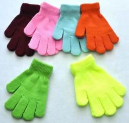 Christmas Gifts Kids Winter Gloves Solid Candy Color Full Finger Magic Knit Warm Boys Girls Ski Stretch Outdoors Knitting