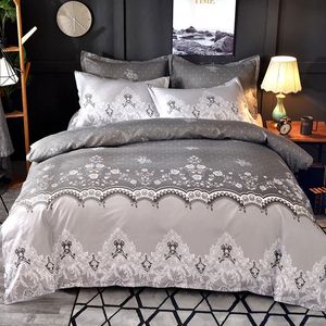 Kerstcadeaus Kantpatroon Beddengoed Set Nieuwe 3 Stks Dekbedekleding Kussensloop Thuis Textiel Volwassen Koning Queen Size