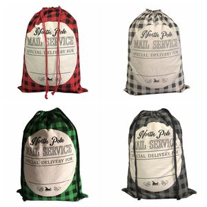 Cadeaux de Noël Sac Plaid Elk Sacs Cadeaux Ruban Sac De Bonbons Pères Noël Bouquets Fête De Noël Cordon Totes Festival Pochette De Rangement Décoration Fournitures B7792