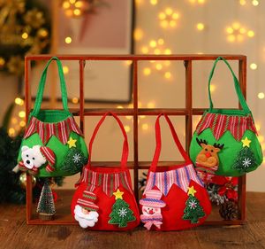 Cadeaux de Noël fournitures sac à main coloré non tissé sac cadeau père noël enfants petits sacs de bonbons sacs de sapin de noël 18 * 29cm