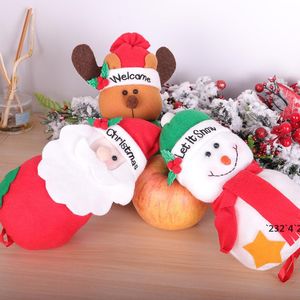 Kerstcadeaus Wrap Trekkoord Tassen Cartoon Santa Claus Snowman Deer Candy Apple Bag Xmas Decoration LLD10836