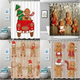 Kerst Gingerbread Man Douchegordijn Waterdicht Kerstthema Badkamer Polyester Badkamer Decor