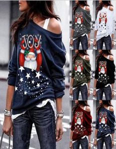 Christmas Girl Tshirt Large Sizefashing Dew épaule à manches longues Snowman Santa Starry Sky Imprimé Blouse Maternity Tops WY143Q7960323