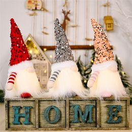 Kerst Gloeiende Gnome Plushtoys Store raam naar huis Kerstmis Decoratie Nieuwjaar Bling Toy Kids Geschenktafel Ornament