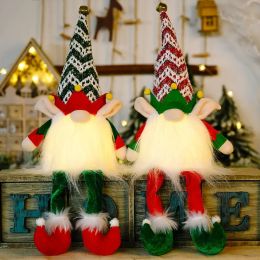 Lumières Gnome de noël avec cloche, ornement Tomte en peluche, Figurine scandinave du père noël, poupée de décoration, cadeaux de fête à la maison