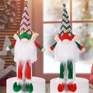 Luces de Gnomo de Navidad con campana, adorno de Tomte de felpa, figura escandinava de Papá Noel, decoración de muñecas de Navidad, regalos de fiesta en casa 915