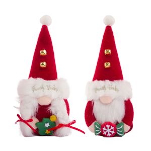 Gnome de Noël avec cloches à la main en peluche poupée sans visage Figurines suédoises ornements enfant cadeau niveau plateau décor XBJK2110