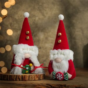Kerstmis Gnome met klokken Handgemaakte Pluche Faceless Doll Zweedse beeldjes Ornamenten Kid Gift Tier Lade Decor Phjk2110