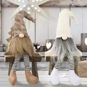 Décorations de Gnomes de noël, Tomte suédoise faite à la main avec de longues jambes, Figurine scandinave en peluche, poupée elfe 918