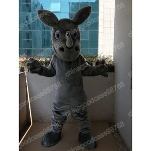 Kerst grijze neushoorn mascotte kostuum hoge kwaliteit Halloween fancy feestjurk stripfiguur outfit pak carnaval unisex outfit reclame rekwisieten