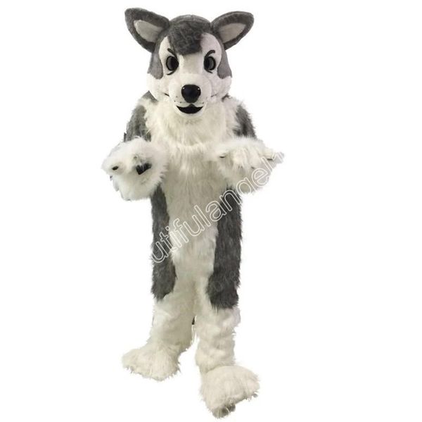 Noël gris loup Husky chien mascotte Costume personnage de dessin animé tenue Costume Halloween adultes taille fête d'anniversaire tenue de plein air caritatif