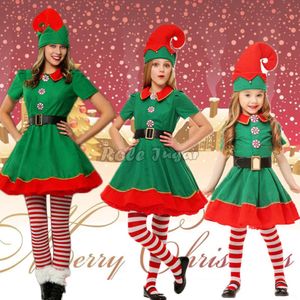 Vêtements elfe vert de noël, Cosplay, famille Parent-enfant, ensembles fantaisie de fête de carnaval pour hommes, femmes, filles et garçons