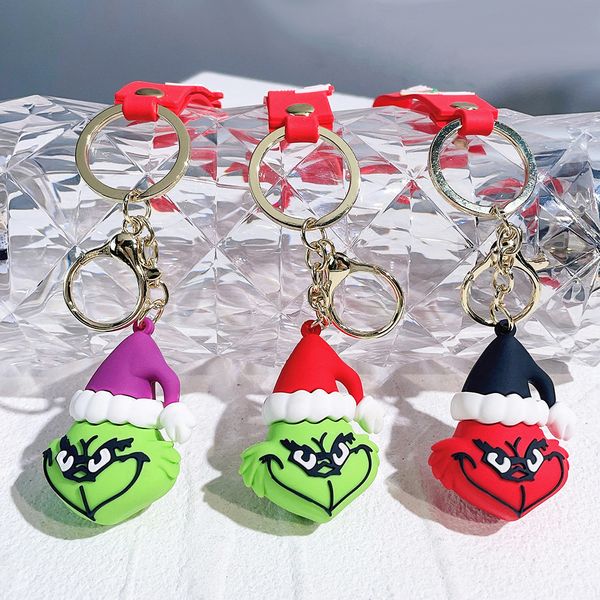 Christmas Grinch Keychain Pends Árbol de Navidad Fur de pieles Verdes Decoración Grinch Doll