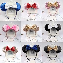 Kerst Haaraccessoires Hoofdband Hoge Kwaliteit Sequin Bow Hoofd Band M Muis Oor Hoofdbanden Haarspeld Gratis schip 6pcs