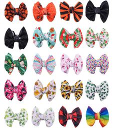 Noël Halloween bébé filles épingles à cheveux mignon Ins imprimer Bowknot pince à cheveux léopard arc pinces à cheveux Plaid Barrette bricolage cheveux accessoires6502030