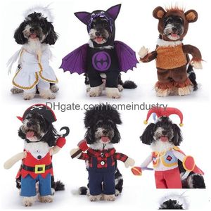 Costumes de chien d'Halloween de Noël Vêtements drôles Costume de cosplay Vêtements de fête pour petits chiens moyens Livraison directe en gros Dhtbf