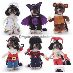 Costumes de chien d'Halloween de Noël Vêtements drôles Costume de cosplay Vêtements de fête pour petits chiens moyens Livraison directe en gros Dhdw9