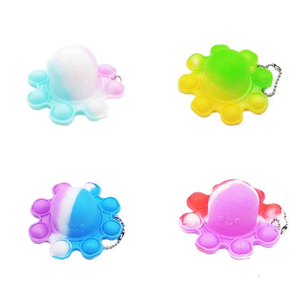 Regalos de Navidad y Halloween Llaveros de pulpo de colores juguetes inquietos Burbuja de empuje de múltiples expresiones alivio del estrés suministros especiales para fiestas y fiestas