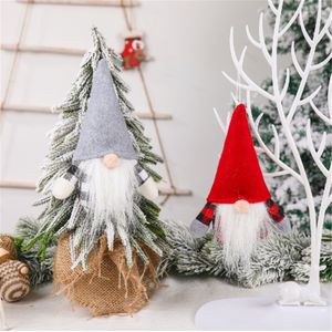 Kerstmis handgemaakte Zweedse Gnome Scandinavische Tomte Santa Pluche Elf Toy Tafel Ornament Xmas Tree Decorations Phjk2109