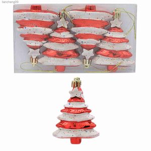 Ornements suspendus de Noël 3D en forme d'arbre Décors d'arbres rustiques galvanisés Ornements de fête de Noël L230620