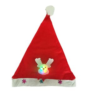 Kerstmuts Mode voor kinderen en volwassenen Cartoon decoratieproducten Volwassenen en kinderen Lichtgevende stickerhoed met lichte kerstmuts Rode hoed Hot Sale