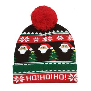 Gorro de Navidad a la moda para niños y adultos, gorro cálido de invierno, bola de lana, muñeco de nieve, gorro de punto con brida, sombrero de lana para Halloween para adultos