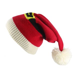 Kerstmuts mode voor kinderen en volwassenen Winter nieuwe kerstmuts met wollen bal gebreide lange staart hoed unisex feesthoed rood