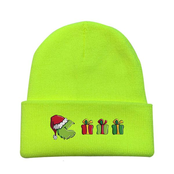 Chapeau De Noël Mode Pour Enfants Et Adultes Chapeau Tricoté Périphérique Grinch Fourrure Verte Étrange Chapeau De Velours Imprimé Chapeau Chaud D'hiver Pour Hommes Et Femmes