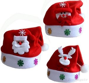 Kerstmuts voor kinderen Volwassen Geschenken Cartoon Applique Santa Deer Sneeuwontwerpen Hoeden Kerstvakantie benodigdheden SN1160