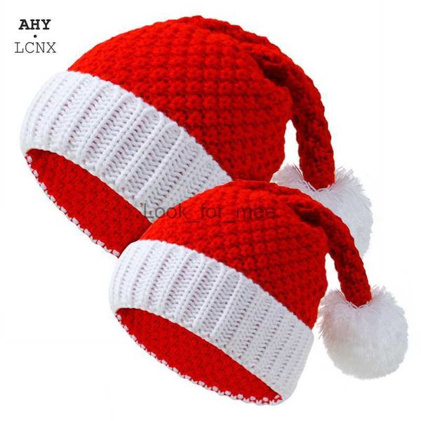 Chapeau de Noël pour mère enfants tricoté laine Pom chapeau chaud hiver bébé tricot chapeaux Santa adulte chapeau Noël 2024 nouvel an décorations HKD230823