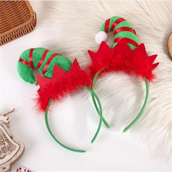 Chapeau de noël, bandeau en plumes de cloche, accessoires pour cheveux amusants, fête, chapeau d'elfe