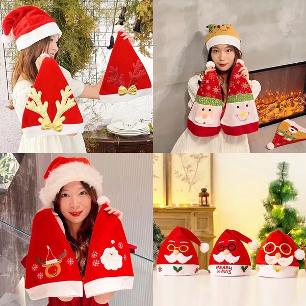 Chapeau de noël bonhomme de neige pour enfants, décoration de noël en peluche non tissée, bois pour adultes RRD13