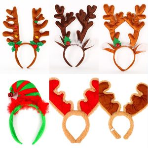 Diadema navideña con asta de ciervo, pelo de Reno, árbol de Navidad, regalo de Cosplay para mujeres y niños, accesorios de decoración para fiesta en casa