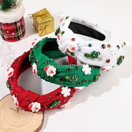 Bandeau de noël pour femmes, cerceau de tête à la mode, larges perles de cristal, père noël, arbre de noël, couvre-chef, accessoires de Festival