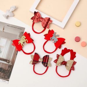 Diademas navideñas Turbante de nylon rojo para accesorios para el cabello de bebé Moose Santa Diadema Bebé recién nacido Niñas Arco de Navidad Headwear Niños Hairband