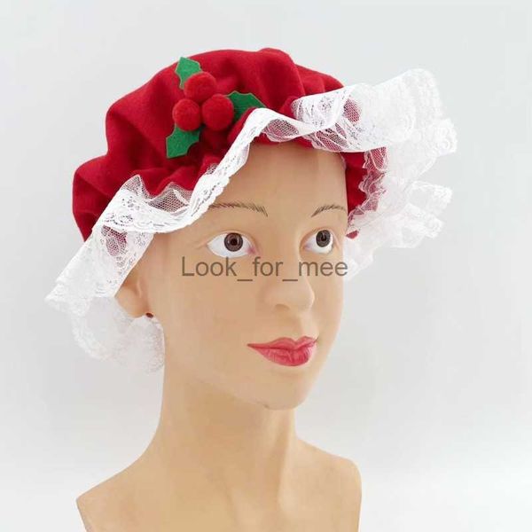 Gorros navideños con encaje perfectos para las fiestas Trajes coloridos para cosplay Mrs Santa Old Lady Hat NUEVO HKD230823