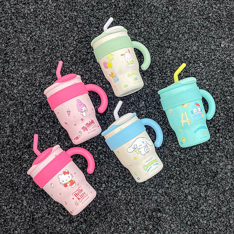 Christmas Holiday Gift Ice Cup Stainless Steel Insulation Cup Girl High Beauty Straw Water Cup Cute Office Water Bottle