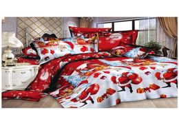 Christmas Home Textile Cotton Bedclothes High Quality 4pc Liber Set Couleur rouge C10189881242