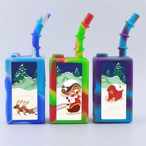 Narguilés de Noël plier bécher bong tuyau d'eau en silicone bong en silicone Dab Rig avec bol en verre fumer de l'huile de tabac