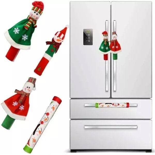 Poignée de réfrigérateur de bonhomme de neige de Noël couvre le père Noël four à micro-ondes lave-vaisselle porte couverture fête décor Y201020