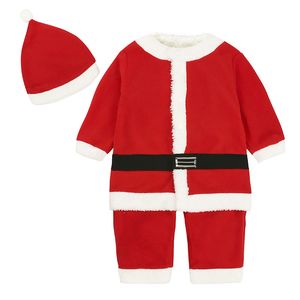 Kerst baby geboren baby jongens meisjes rompertjes en hoedkleding Santa Claus herfst peuter jumpsuits 210429