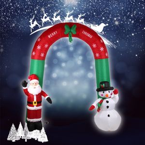 Kerstmis Opblaasbare 2.4m Sneeuwvlokboog Kerstrekwisieten Podium Avondbogen Welkom Boog Waterdichte PU-gecoate polyester stof