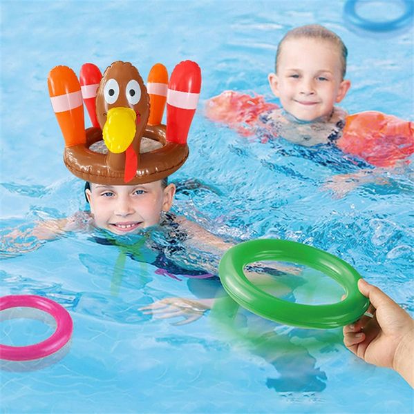 Jouet gonflable de noël, fête, jardin, piscine, couvre-chef de dinde de noël, jouet de lancer, cercle gonflable en PVC P136