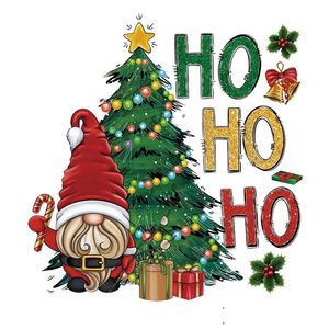 Autocollants de Noël à repasser, patchs en papier vinyle lavables à transfert de chaleur pour vêtements, T-shirts, autocollants de dessin animé HoHoHo Santa Claus